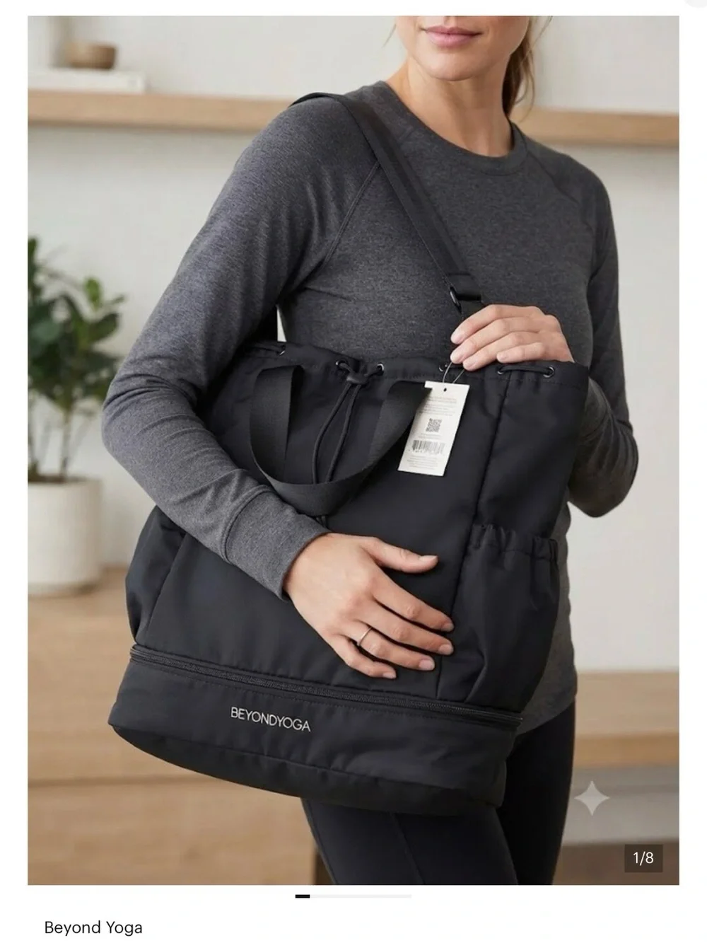 BEYOND YOGA - Convertible Backpack / Gym Bag with bottom zip compartment, BLACK